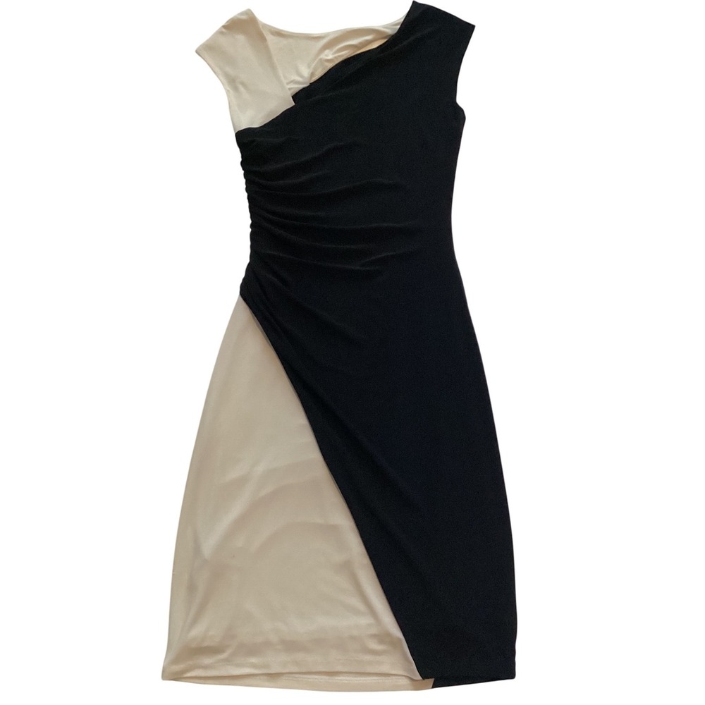 Lauren Ralph Lauren Black &‎ White Sleeveless Ruched Dress